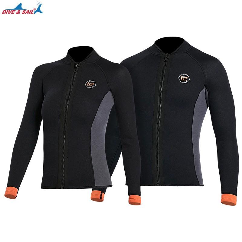3mm Neoprene Wetsuit Top Men Women Thermal Long Sleeve Separate Diving Snorkeling Surfing Winter Swimming