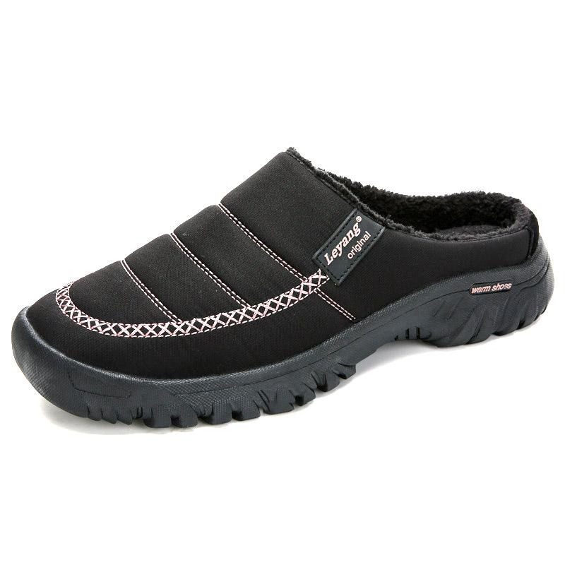 Indoor Outdoor Winter Slippers Men Waterproof Velvet Plush Room Slippers Women Fashion Warm Bedroom Slides For Cold Weather