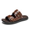 Men Summer New Buckle Sandals and Slippers Men's Leather Sandals Adult Thick-soled Beach Shoes Non-slip Open-toe Leather Sandals