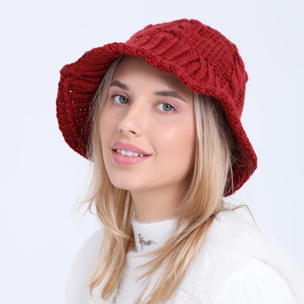 Women's New Twist Pot Hat Autumn and Winter Woolen Hat Student Knitted Hat  Fashionable Warm and Cold Proof Fisherman's Hat