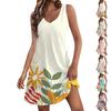 Women's Casual V Neck Floral Print Dress With Pockets Beach Dress