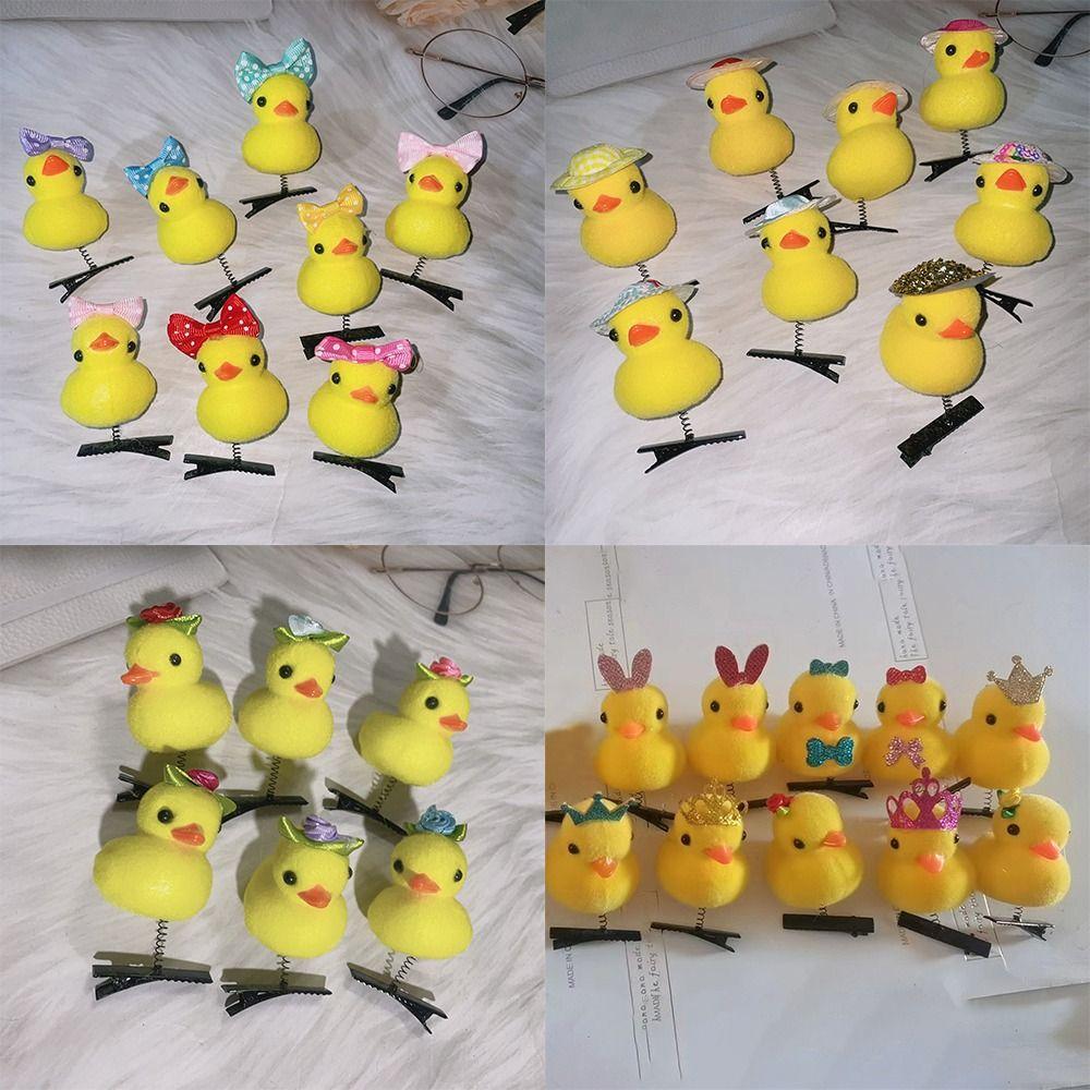 10 шт., плюшевая весенняя заколка для волос, маленькая желтая утка, утконос, заколка, аксессуар для волос