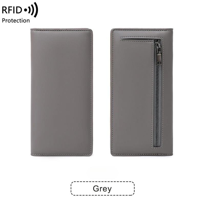 Минималистичный ультратонкий женский длинный кошелек RFID, двойной складной кошелек из ПУ, многофункциональная сумка для монет и кредитных карт, ручная сумка