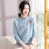 Одежда для женщин среднего и пожилого возраста с бархатным утолщением, интегрированный бархатный воротник ципао, топы для ношения матерями, теплый свитер