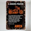 Винтажная металлическая жестяная табличка 'Молитва байкера A-Bikers' Ржавый состаренный дизайн Чоппера Мотоцикла с текстом 'Защити мой байк' Аминь для байкера Мужчины