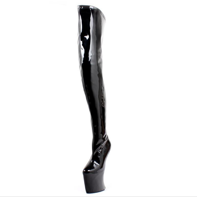 Women High Hoof Heel Boots Platform Zip Over-the-Knee Sexy Fetish Thigh Long Boots