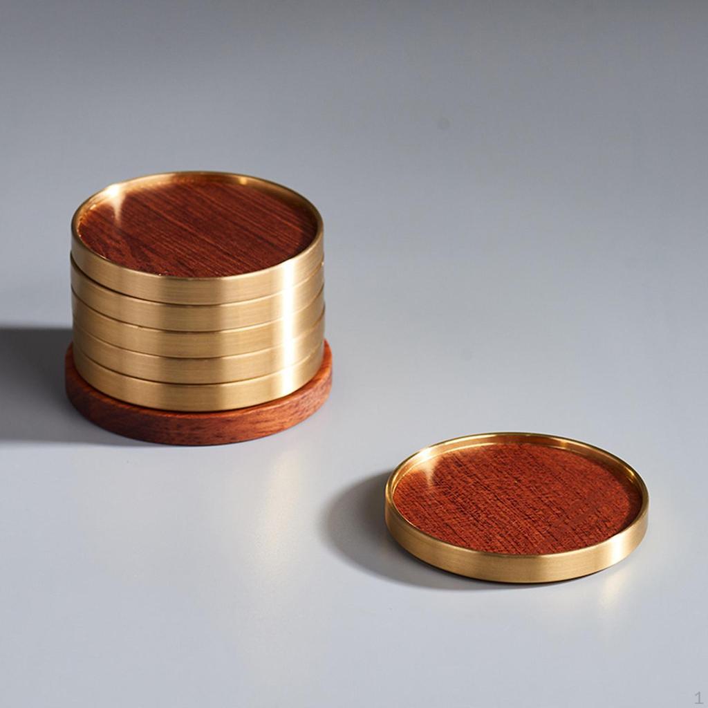 6 Pieces Wooden Coaster Multiuse Lightweight Easy Carrying Coffee Mug Mat Table Protection for Tea