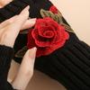 Vintage Embroidery Knitted Gloves Floral Fingerless Gloves Cute Crochet Flower Mittens  Outdoor