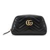 Gucci GG Marmont Gold Logo Quilted Leather Zipper Wristlet Clutch Women clutch Black 645111-DTDHT-1000