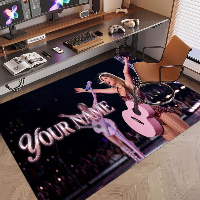 Custom Name Crystal Velvet Rug,Taylor Swift Comfortable Anti Slip Floor Mat For Room Decoration