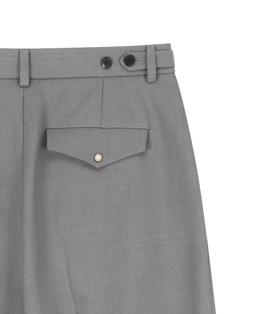 NOIRER 80S Classic One-Pleat Wide Slacks (Gray)