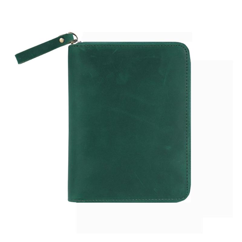 2026 Первый слой Зернистая Коровья Кожа Молния Пенал Ретро Кожа Сумасшедшая Лошадь Молния Канцелярская Сумка A6 Книга Сумка для Чеков Хранение