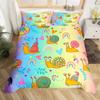 Kawaii Snails Duvet Cover Set Gradient Rainbow Printed Bedding Set Bedroom Decor Funny Snails Plant Duvet Cover for Boys Girls