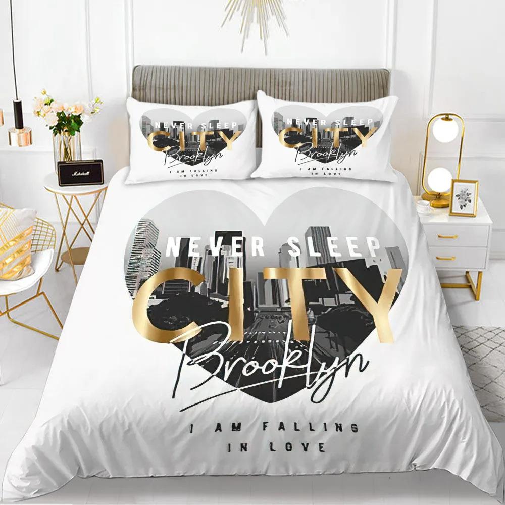 Red Love Romantic Valentine'S Day Theme Three-Piece Digital Printing Duvet Cover Bedding