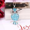 Owl Necklace Sweater Chain Faux Opal Rhinestone Decor Hollow Out Alloy Clothes Jewelry Dating Prom Party Garment Decoration Necklace
