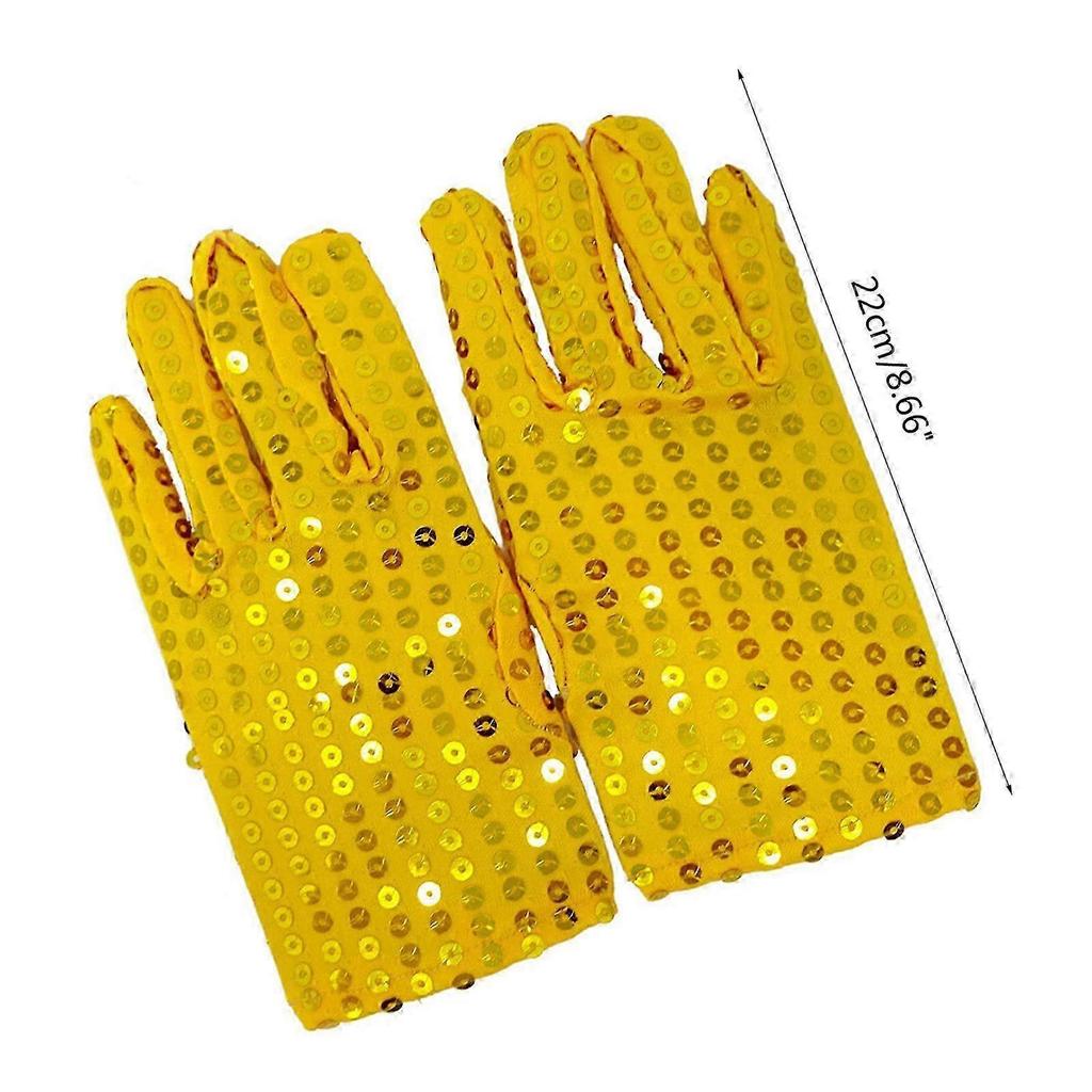Internet Celebrity Gloves Fashion Stage Performance Sequins Short Glove Black Silver Red Yellow Blue Shinning Mittens Red