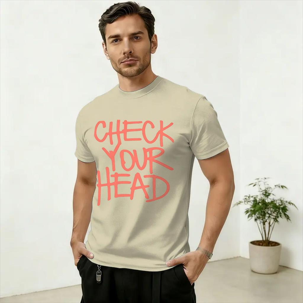 Check Your Head Unisex T Shirts Vintage Tee Shirt Short Sleeve Crew Neck TShirt Pure Cotton Gift Idea Tops