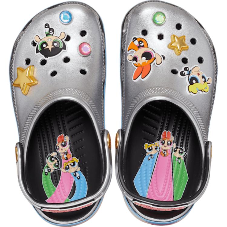 Crocs The Powerpuff Girls X Classic Clog Kids Metallic Silver Kids Sneakers 210264-001