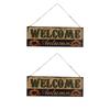 2pcs Halloween Sunflower Wooden Welcome Sign Fall Autumn Decorative Wall Board Hanging Ornaments for Indoor Outdoor
