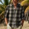 Checkered Cardigan Men's Casual Lapel Long Sleeved Shirt