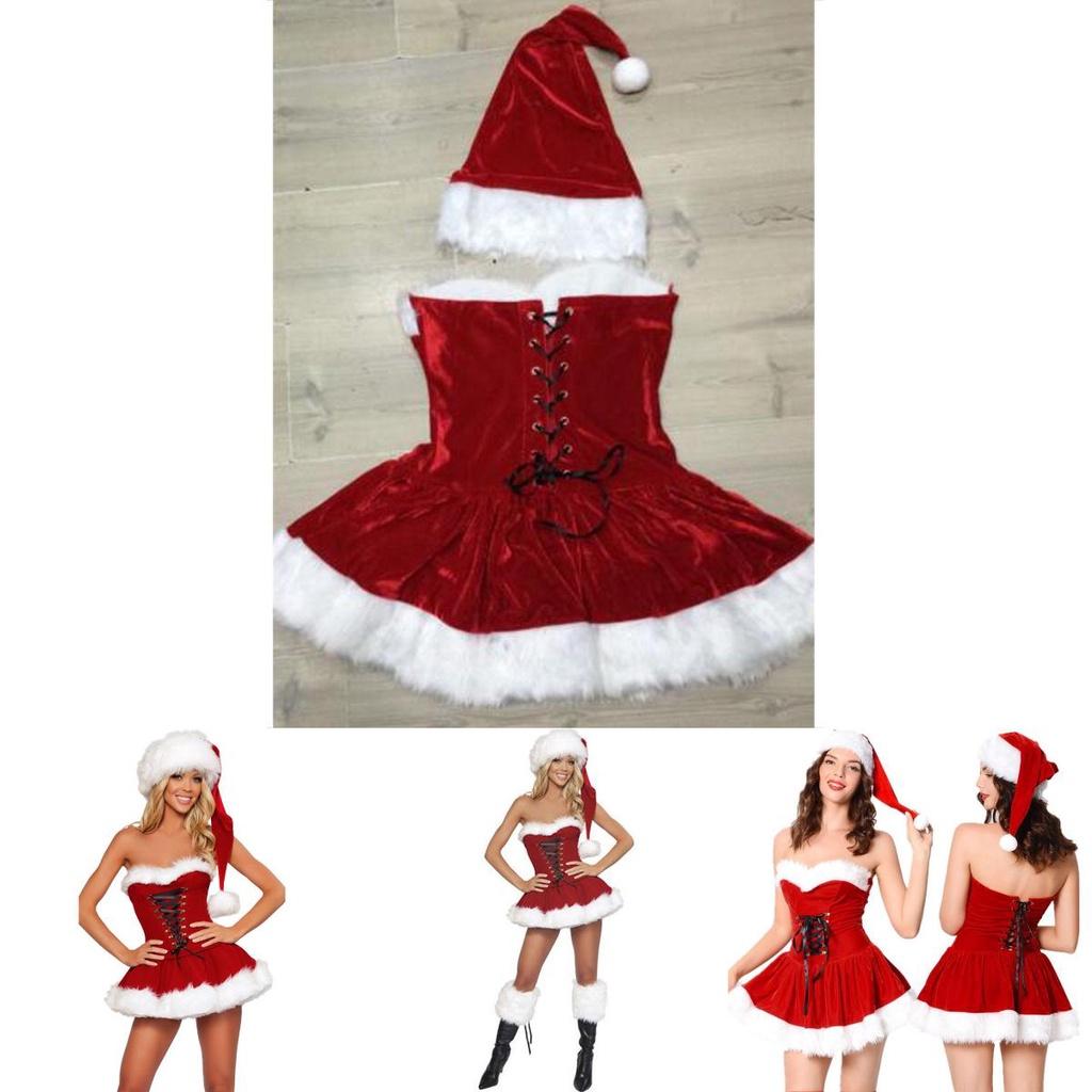 Потрясающее красное бархатное платье без спины с мягким прикосновением, сексуальное женское рождественское платье Санта-Клауса со шляпой