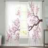 Розовые прозрачные шторы с цветком вишни, оконные шторы для гостиной, спальни, жалюзи, детская комната, домашний декор