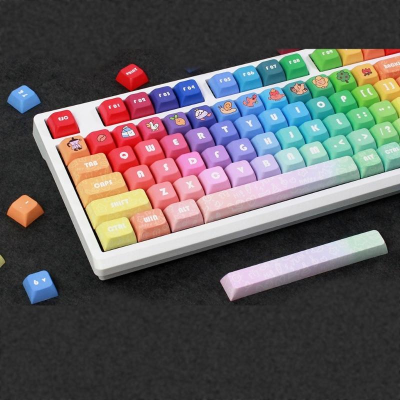 133Keys Rainbow Keycaps DA Profile 9.5mm Thick PBT Keycaps для 61/87/104/108 Layout Mechanical Keyboard Keycaps