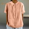 Женская повседневная рубашка с кукольным воротником и пуговицами, рубашка с коротким рукавом и однобортной однобортной однотонной рубашкой свободного покроя