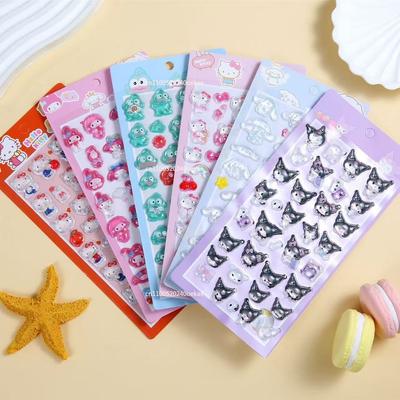 3D мультяшные рельефные наклейки с котиками, эстетические наклейки Sanrio Black Rice Melody, студенческая канцелярия, сувениры для вечеринок, подарки для класса