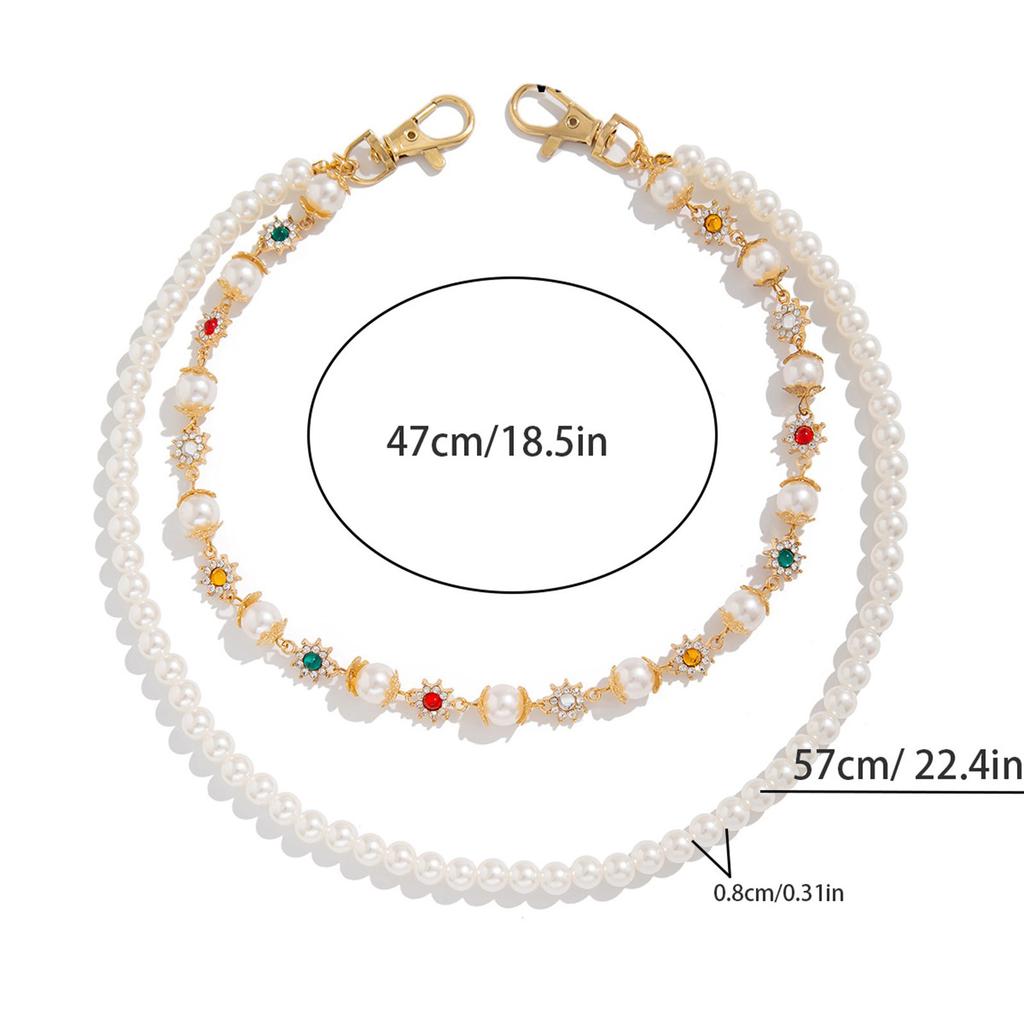 Elegant Rhinestones Flower Pearls Chain Enhances Jeans Fashion Statement Pieces for Trendy Women Ladies Casual Wear