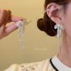 Zircon Stone Lace Ribbon Earrings Ribbon Bow French Retro Earrings  Wedding Party