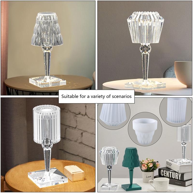Хрустальная настольная лампа Эпоксидная смола Форма Сделай сам Абажур для настольной лампы Силиконовая форма Теплый белый свет Лист Подставка для ручек Форма