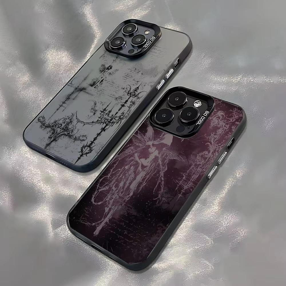 Винтажный Готский Крест Ангельский Узор Дизайн Защитный Чехол для iPhone 17 16 15 14 13 12 11 16E Серии Pro Max Plus