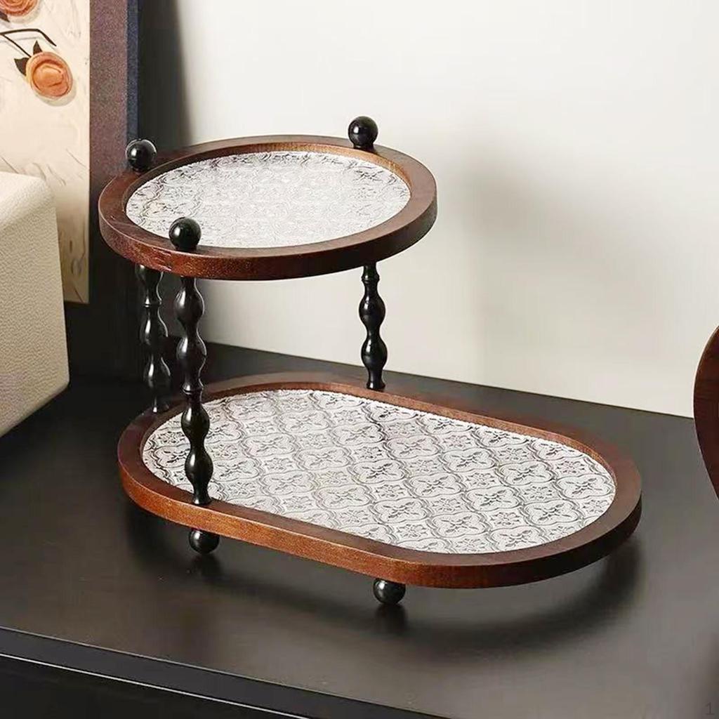 Bathroom Counter Organizer 2 Tier Retro Perfume Skincare Storage Shelf,Makeup for Desktop