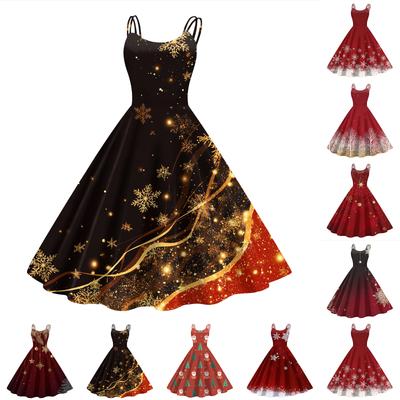 Женское модное повседневное платье с рождественским принтом, сексуальное с открытыми плечами, в стиле панк, ретро