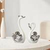 2 Pieces Swan Sculpture Animal Statue Gifts Artwork Ornament Porcelain Figurine for Living Room
