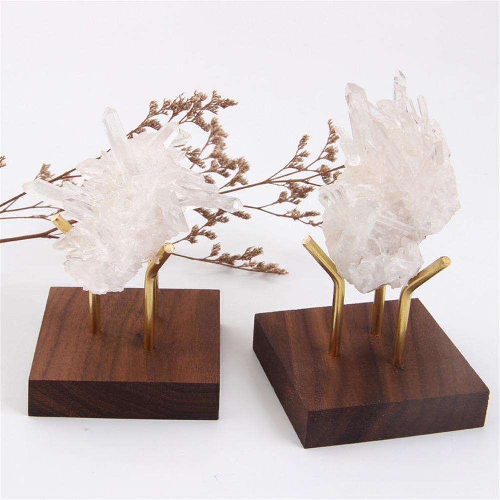 Подставка для дисплея с металлическими ручками, держатель для дисплея, деревянная основа для кристаллов, минералов, руд, агатов, камней для домашнего офиса, выставочного зала