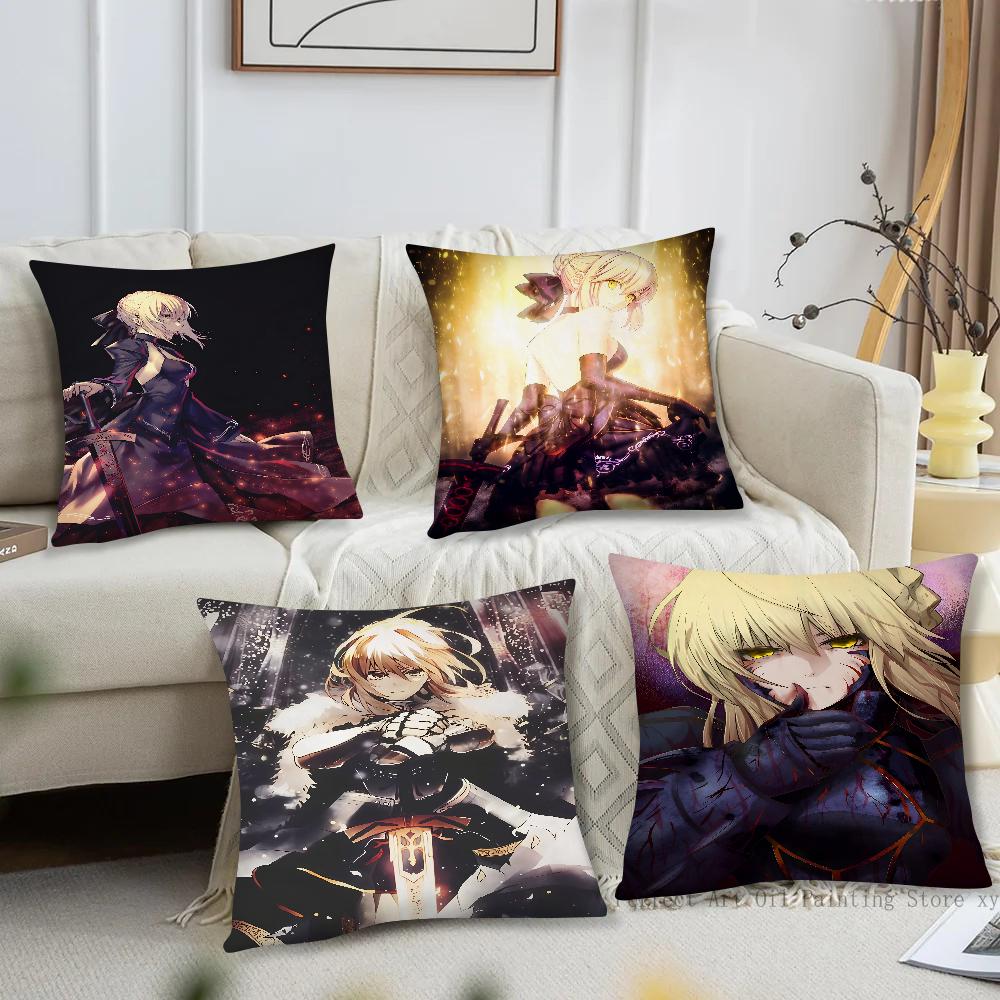 Аниме Fate Zero Stay Night Сэйбер Наволочка Квадратная Подушка Спальня Диван Досуг Комфортная Подушка Автомобиль Гостиная Домашний Декор