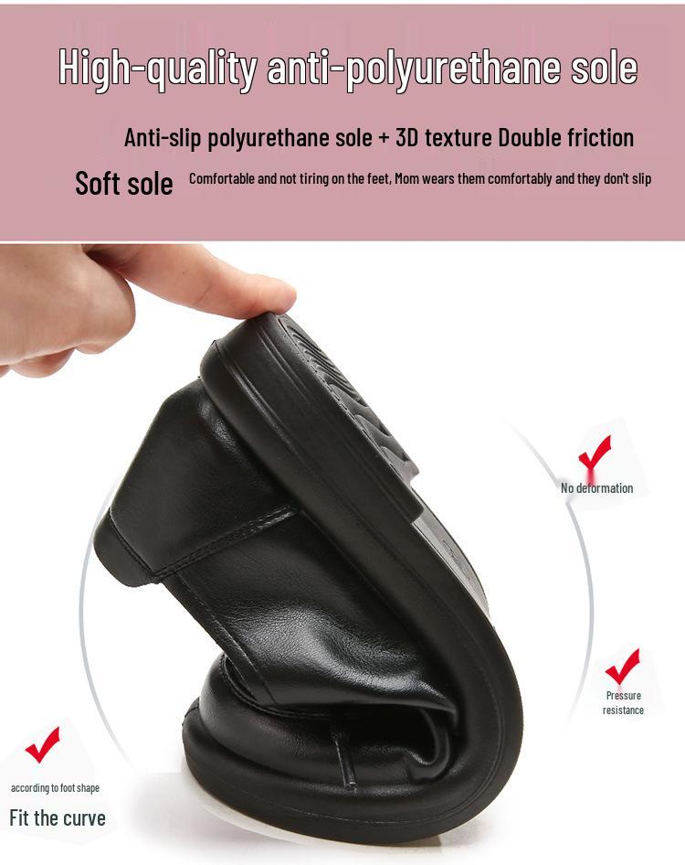 Женские повседневные туфли из натуральной кожи с мягкой подошвой - Нескользящие, Удобные, Одинарные туфли для весны и осени.