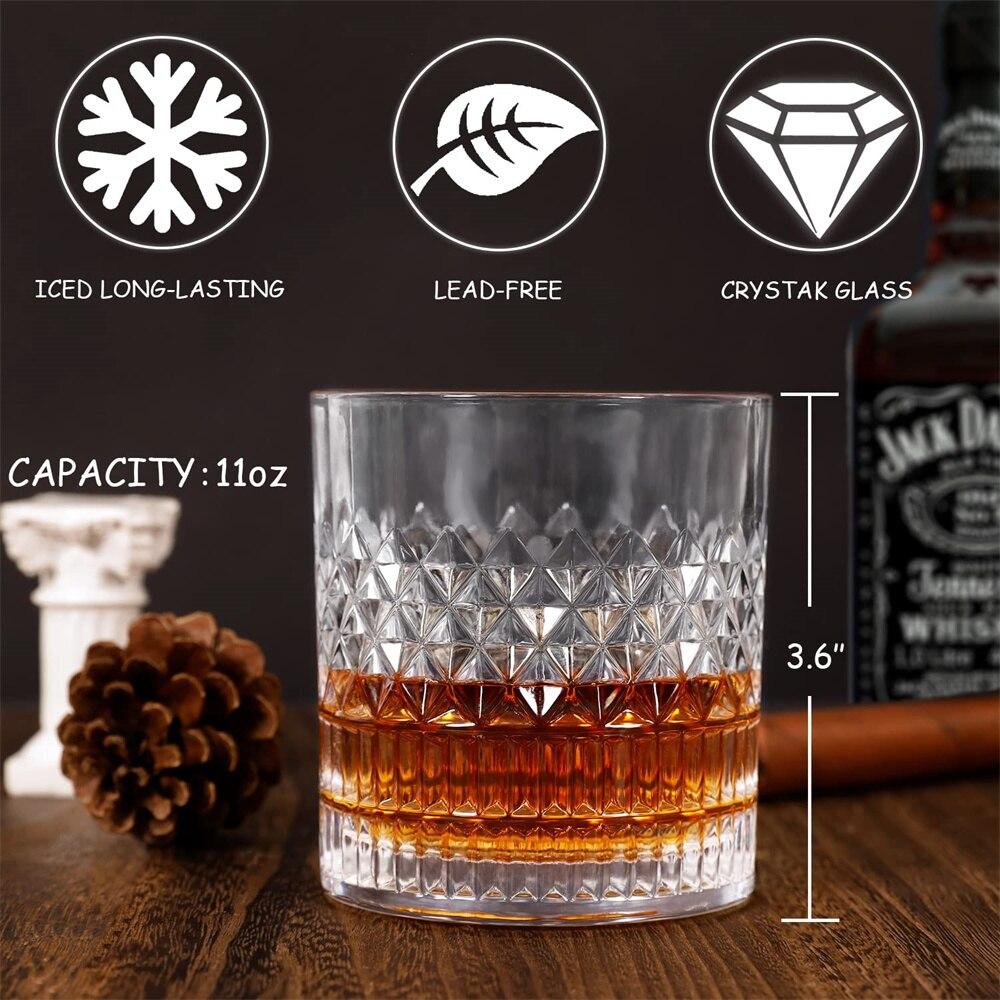 4 Styles 4pcs Clear Crystal Whisky Glasses Set Rocks Wine Glasses Glassware for Cocktail Scotch Bourbon Gin Brandy Rum Drinks