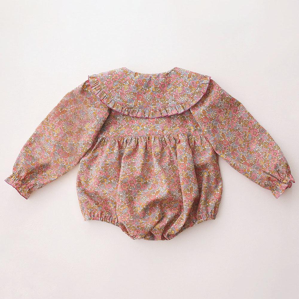 Винтажные цветочные комбинезоны для новорожденных девочек на весну, хлопковые, с длинным рукавом, для новорожденных, 3-24 месяца, одежда для младенцев