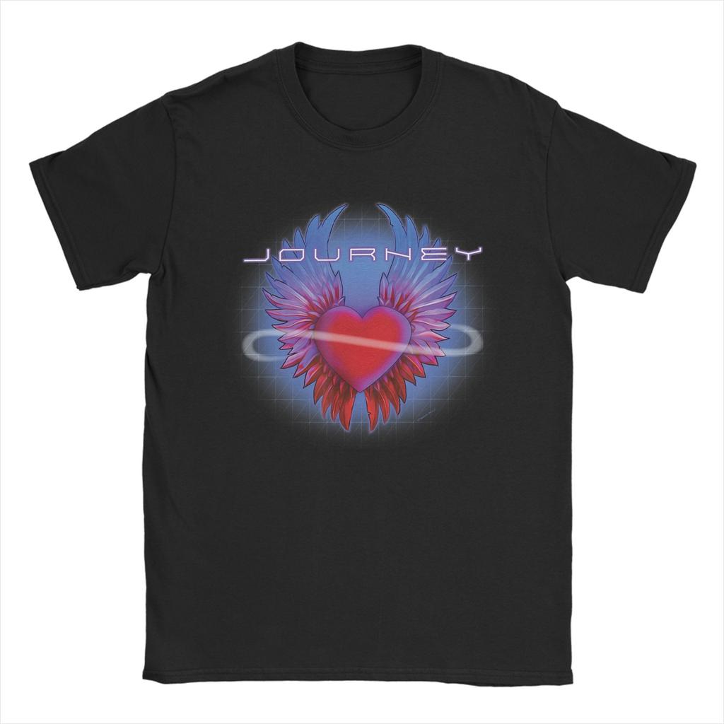Journey Band Winged Heart Music Band 100 Cotton T Shirt For Unisexs Summer TShirts O Neck Tee Shirt Oversize Hot Sale Clothes