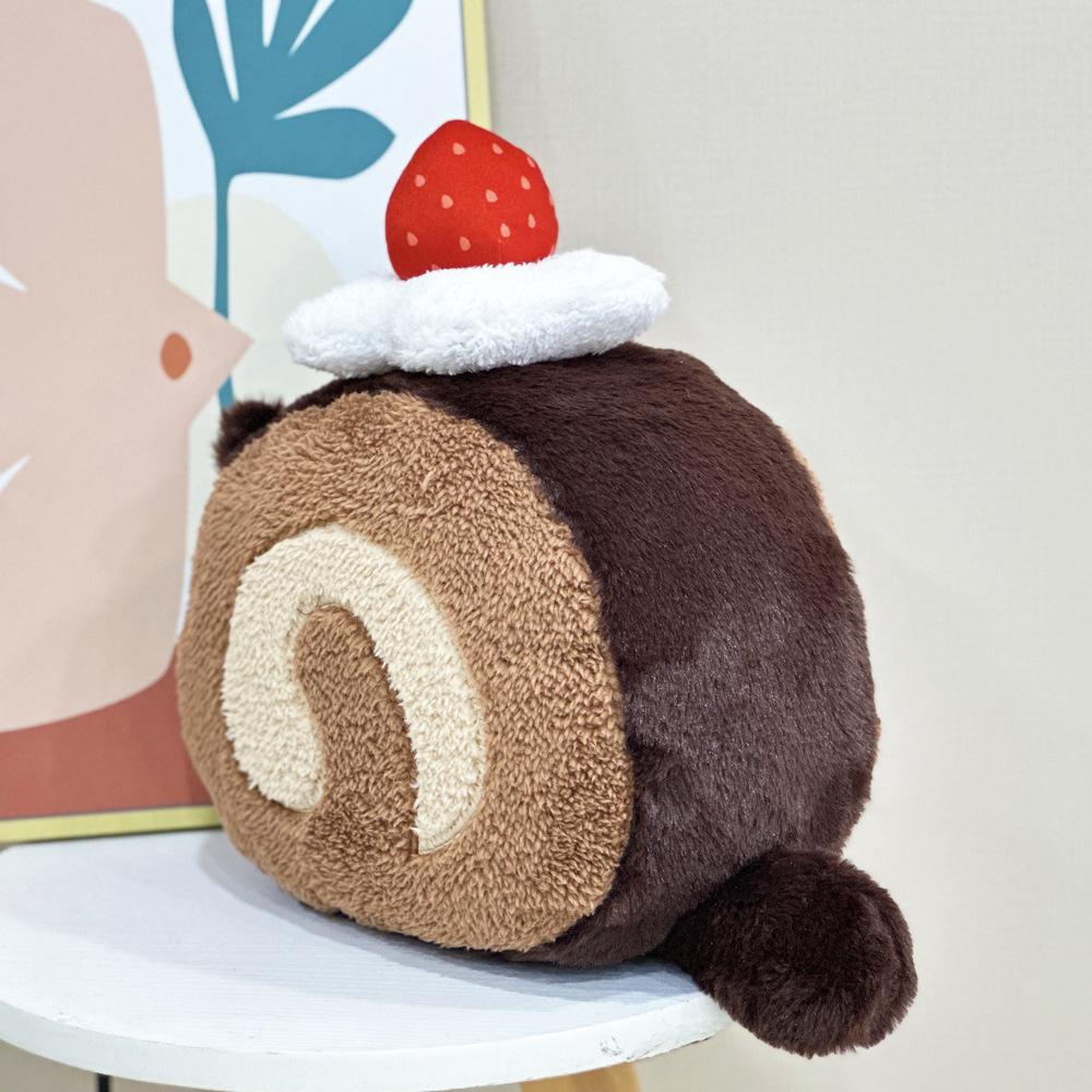 Hot Selling New Children's Toys Cute Kitten Strawberry Chocolate Swiss Roll Creative Plush Doll