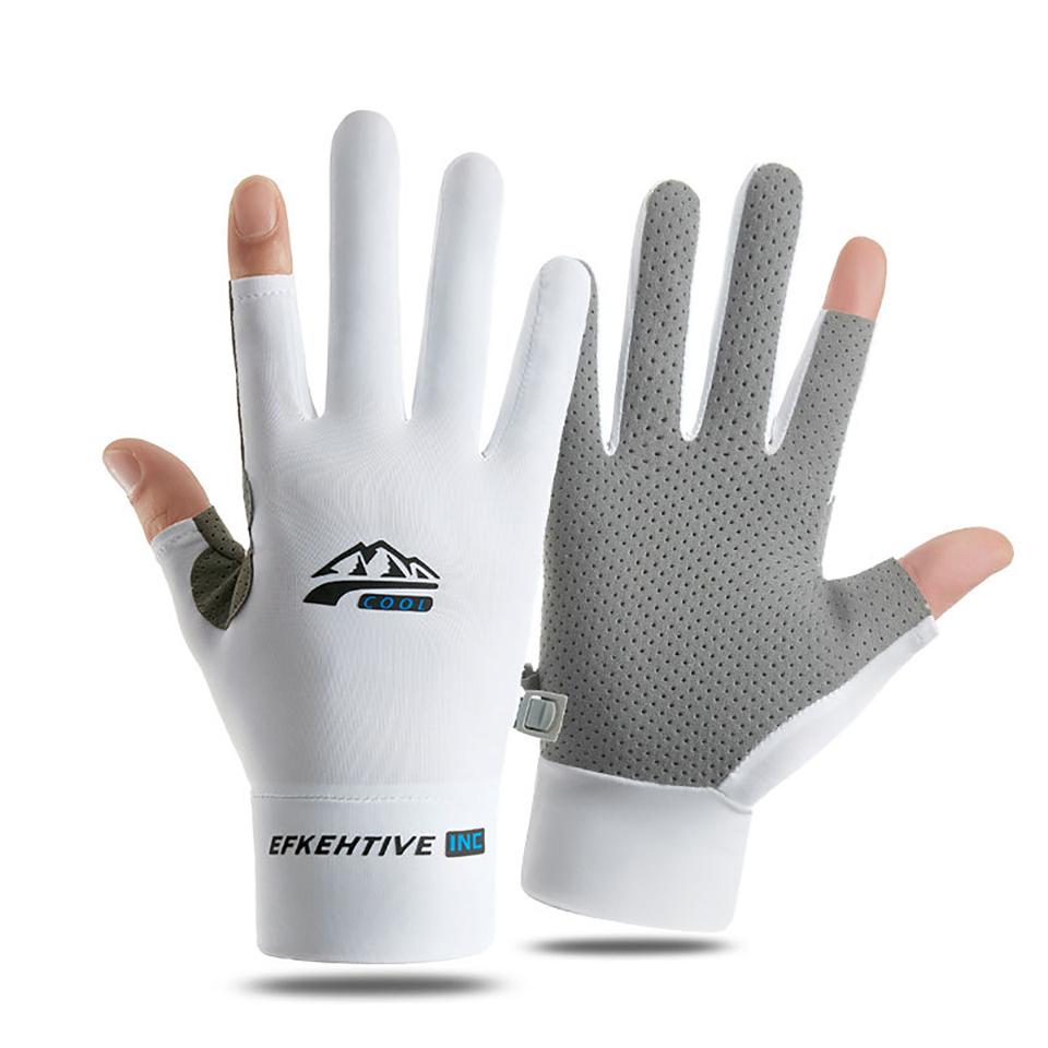Loogdeel Sun Protection Fishing Gloves Ice Silk Sports Cycling Running Fishing Gloves Unisex Anti-Slip Breathable Anti-Uv Gloves