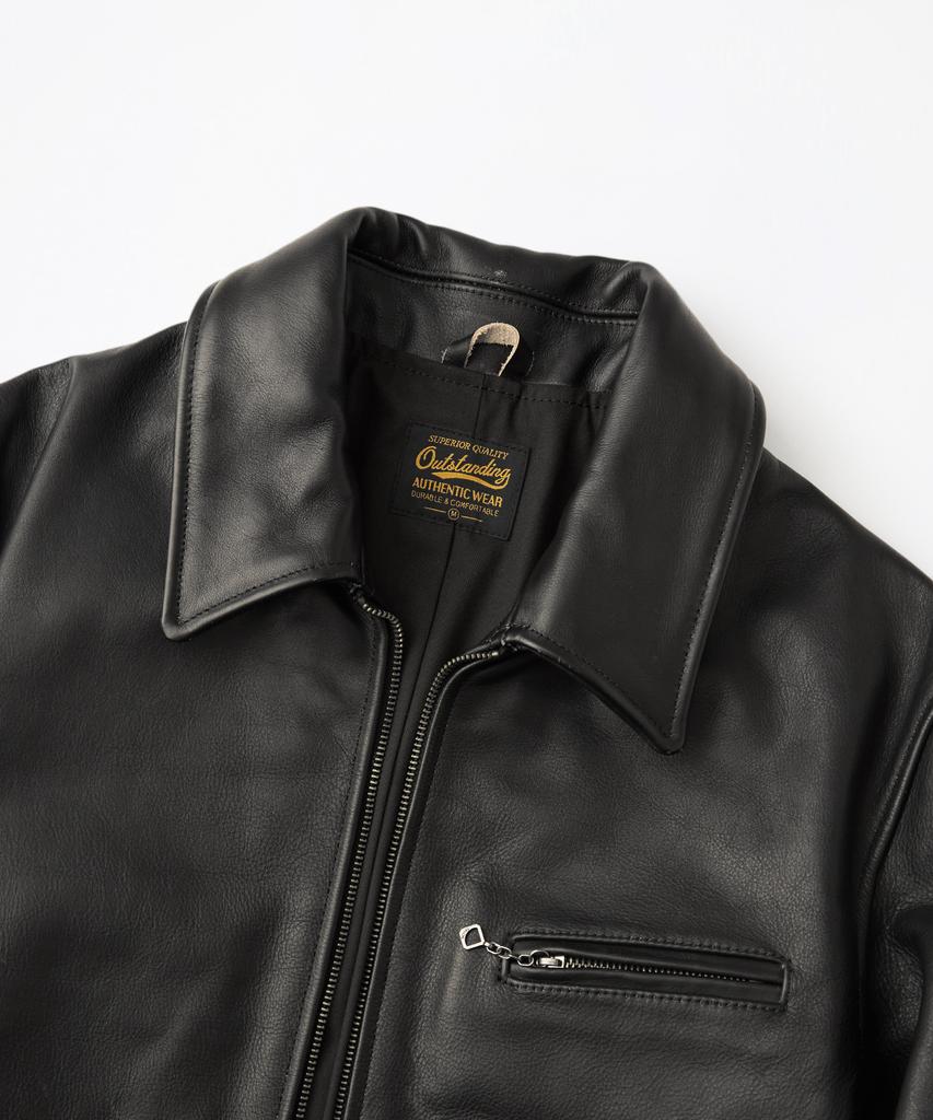 Outstanding Tea-Core Leather Sports Jacket_Black