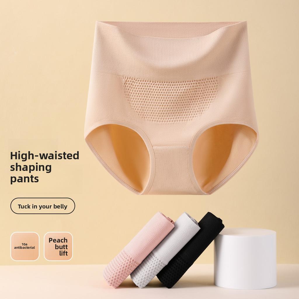 Женские Весенние и Осенние Высокопосаженные Сотовые Теплые Трусы-Слипы с Поддержкой Живота и Бедер, Высокоэластичные, Треугольные