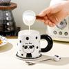 Керамическая кружка с мультяшной пандой в стиле гуочао с ложкой, кружка для пары для питья воды, чашка для завтрака и кофе, кружка с пандой