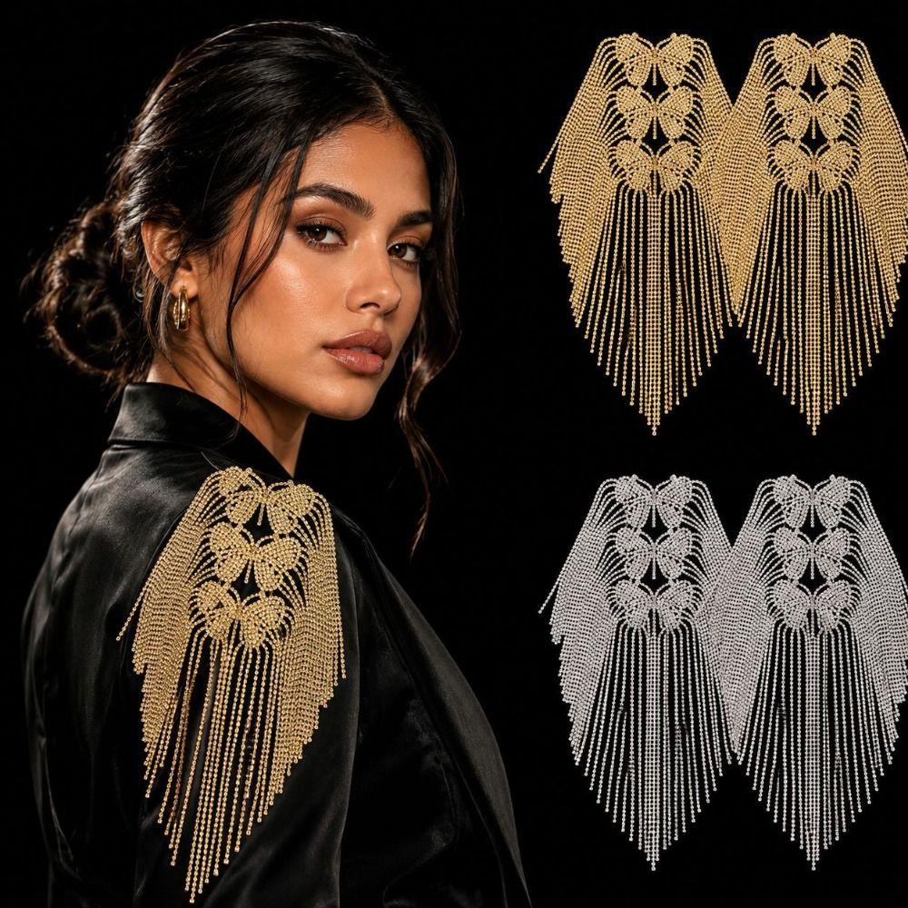 Fringe Shoulder Epaulets Sparkly AB Crystal Shoulder Ornament Rhinestone Epaulets  Fashion Shoot