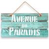 Les Trésors De Lily [R2278] - Turquoise 'Messages' Wooden Plaque (Paradise Avenue) - 30x15cm