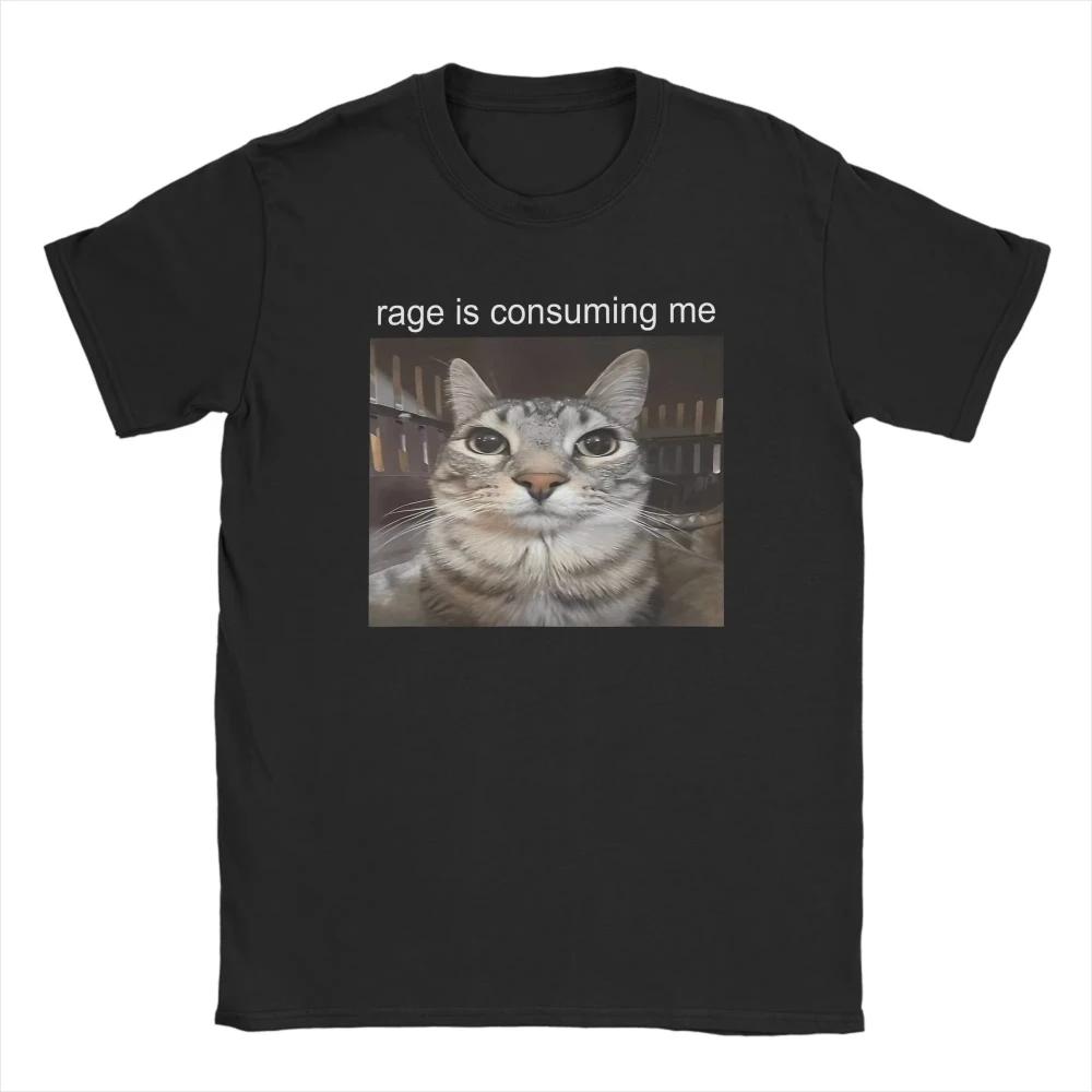 Streetwear T Shirts Summer Rage Consumes Me Cat Leisure T Shirts Cotton Tshirt for Unisex Women Y2K Retro Cheap Print Short Sleeve